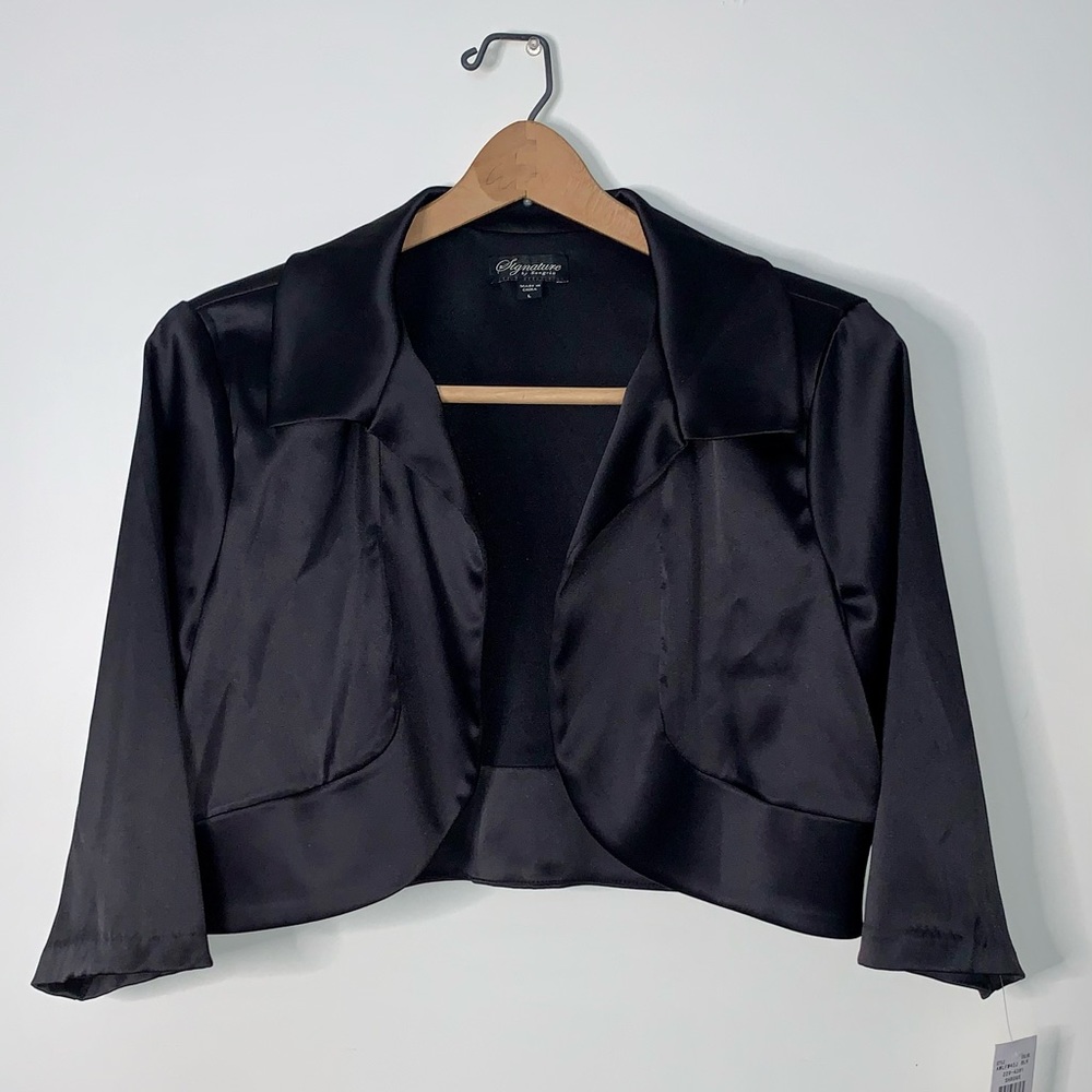 Black satin shrug.